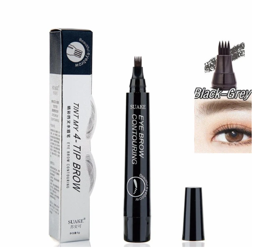 4-Tip Microblading-Style Eyebrow Pen for Hair-Like Brow Strokes - black