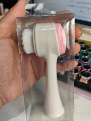 Double-Sided Manual Facial Cleansing Brush with Silicone Massage Pad