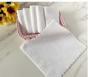 Soft Microfiber Square Towels for Face, Hand & Household Cleaning - White, 20*20 thin white trim