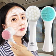 Double-Sided Manual Facial Cleansing Brush with Silicone Massage Pad - opp bag pink White