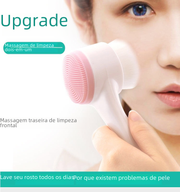Double-Sided Manual Facial Cleansing Brush with Silicone Massage Pad - 0pp bag Blue White